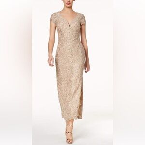 Connected apparel Sequined Lace Gold  Column‎ Gown Dress Size 8